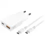 4smarts 541509 lādētājs mobilajām ierīcēm AC — 100–240V, USB-A + USB-C, 1.5 m kabelis, ātrā uzlāde, balts