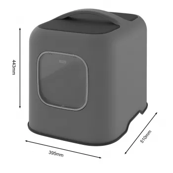 Rotho BIALA slēgtā kaķu tualete, antracīta plastmasa, 395×510×443 mm ar lāpstiņu