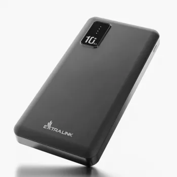 Power bank Extralink EPB-098B 10000 mAh, LiPo, 2× USB-A + 1× USB-C, melns
