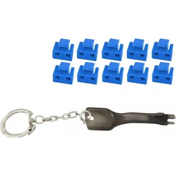 RJ45 portu bloķētājs ShiverPeaks BS08-01034 — 1 atslēga, 10 zili slēdzeņu