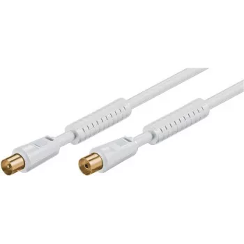 Goobay Antenas kabelis 10m Balts ar Ferītu (80 dB), Dubults Ekranējums