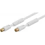 Goobay Antenas kabelis 10m Balts ar Ferītu (80 dB), Dubults Ekranējums