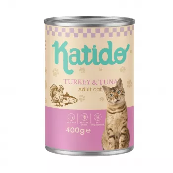 KATIDO Tītars ar tunzivi – mitrā barība kaķiem – 400g