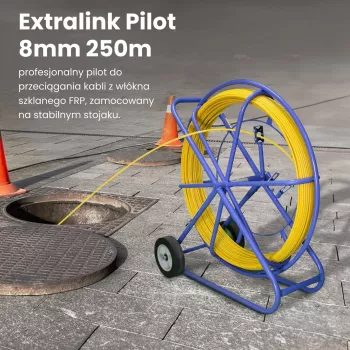 Kabeļu ievilkšanas stienis Extralink EX.30905 8 mm stiklašķiedras FRP stienis, 250 m, dzeltens