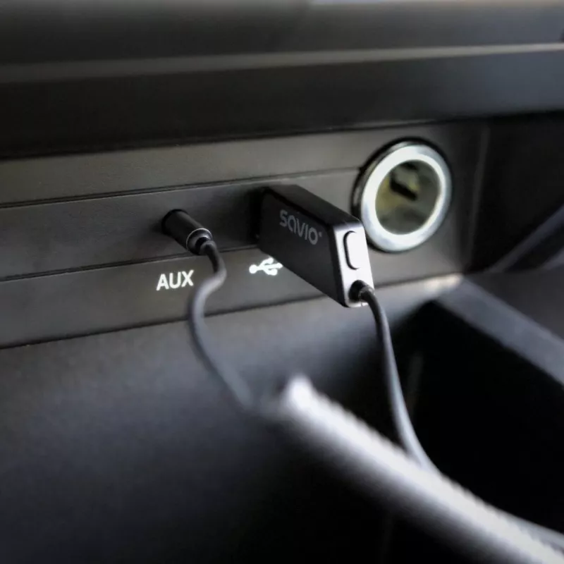 Savio TR-16 Bluetooth raidītājs AUX adapteris ar brīvroku funkciju, Bluetooth 5.3, Google Assistant/Siri