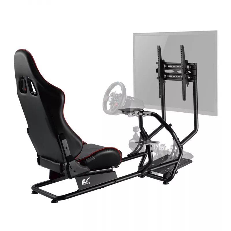 NanoRS RS160 Spēļu krēsls un simulatora statīvs 3-in-1, PC/konsolēm, mākslīgā āda, stūres statīvs, TV kronšteins līdz 50 collām, VESA 400x400