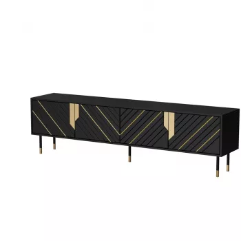 TV skapis Cama Mele 4D MOUNTAIN 2040×400×550 mm melns + zelts skaidu plātnes virsma