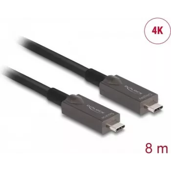 DeLOCK Active Optical USB-C Video + Dati + PD Kabelis 8 m Melns