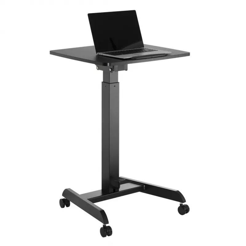 Pārnēsājams dators ar ratiņiem, regulējams augstumā līdz 113 cm, slīpums līdz 30°, melns