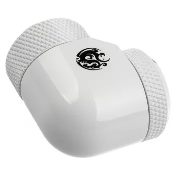 Adapteris 90° G1/4 vīriešu uz 14mm cieto cauruli, grozāms — BitsPower BP-DWE90RML14, balts