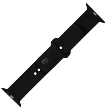 Silicone siksniņu komplekts FIXED FIXSST2-434-BK Apple Watch 42/44/45mm — melns fiksēts sporta dizains