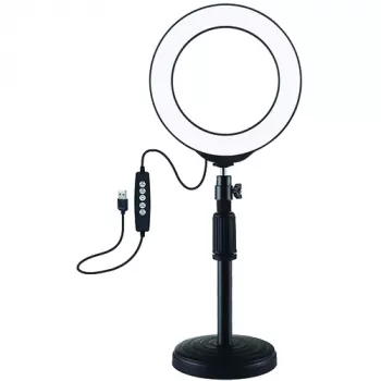 LED gredzenveida gaisma 16cm ar statīvu līdz 33cm, USB, RGBW