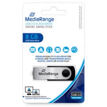 MediaRange MR908NTRL USB zibatmiņa 8 GB USB Type-A 2.0 Melna - Sudraba (MR908NTRL)