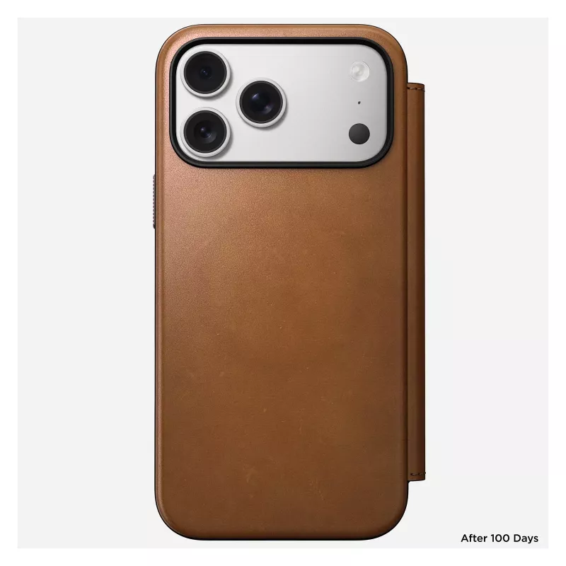 Ādas folio vāciņš Nomad Modern Leather Folio iPhone 17 Pro Max — Tan
