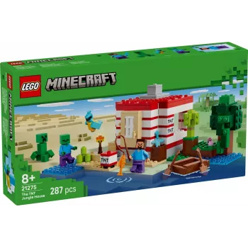 LEGO Minecraft komplekts 21275 TNT Džungļu māja, 287 gabali, 2 minifigūras, vecumam 8+