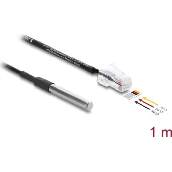 DELOCK 91384 sensora/izpildmehānisma kabelis 1 m, RJ-45 vīrišķais, melns