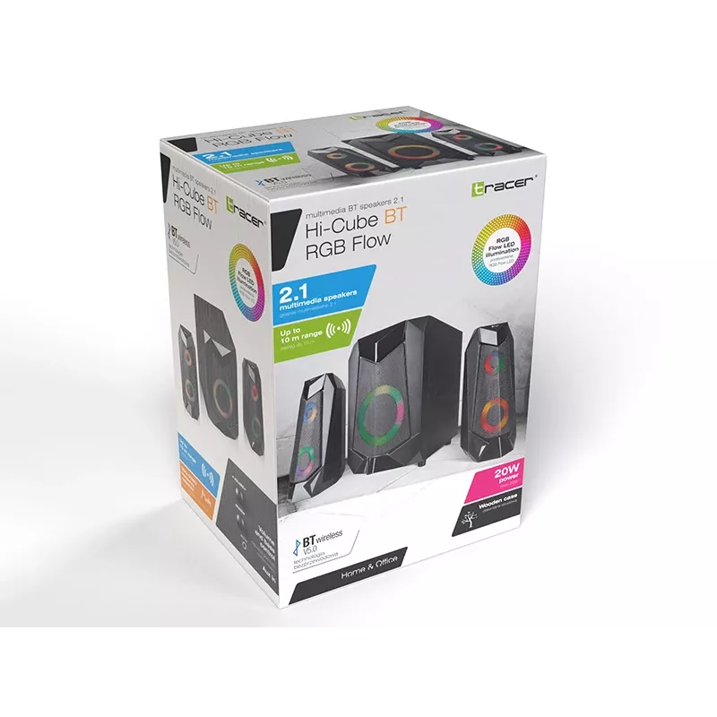 Tracer Hi-Cube 2.1 skaļruņu sistēma ar Bluetooth un RGB apgaismojumu
