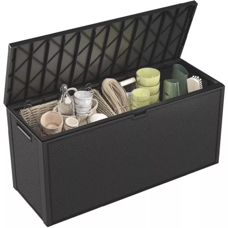 Āra glabāšanas kaste Keter 249722 270 L, laikapstākļiem izturīga, grafīta krāsa, taisnstūra 1180×440×580 mm