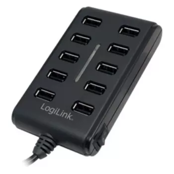 Logilink UA0125 USB Hubs 10 porti USB 2.0 ar barošanas adapteri 3.5A