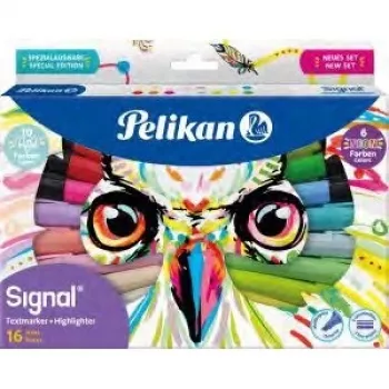 Pelikan 825078 marķieru komplekts 16 gab., slīpais gals, daudzkrāsains