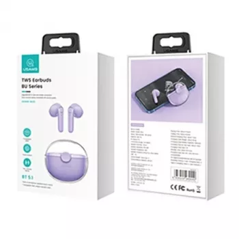 USAMS Bluetooth 5.1 TWS Ausu Austiņas ar Skārienjutīgu Vadību, Ūdensizturīgas Sporta Atskaņotāji, Trokšņu Samazināšana (Purpura)