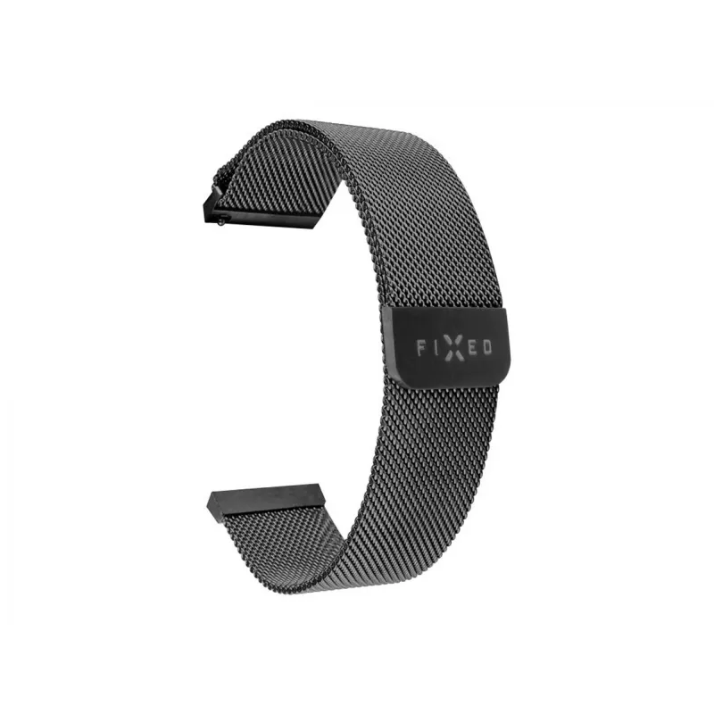 Pulksteņa siksniņa FIXED Mesh Strap FIXMEST-18MM-BK 18 mm melna metāla sieta ar ātrās atbrīvošanas mehānismu