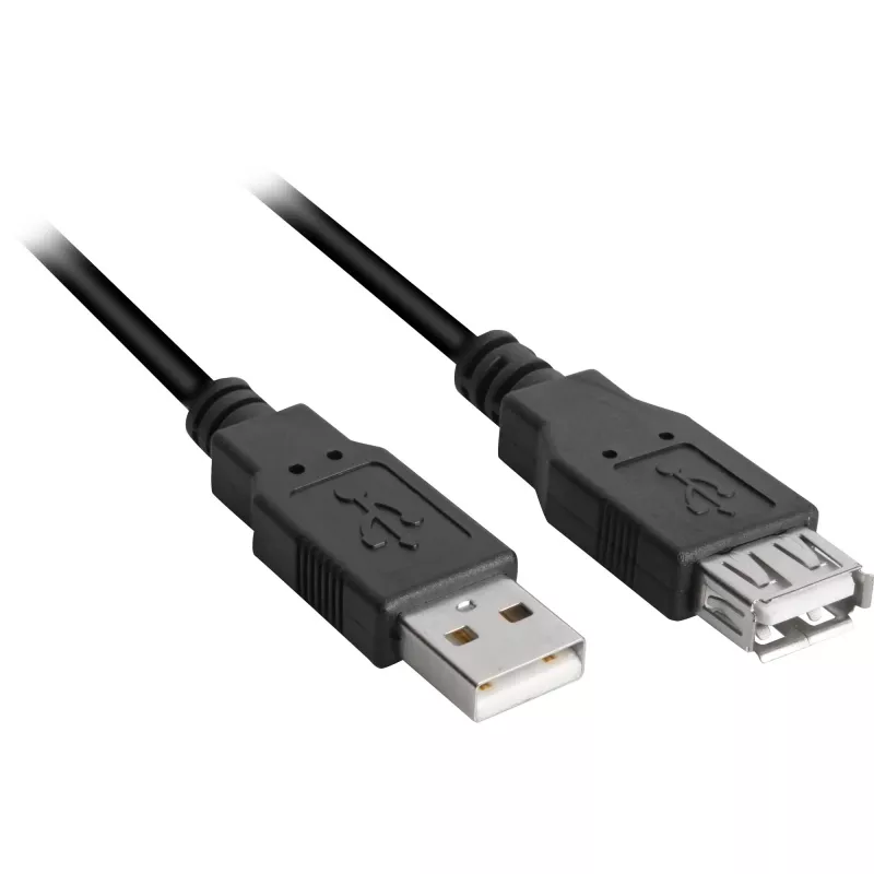 USB 2.0 pagarinātāja kabelis, USB-A spraudnis > USB-A ligzda (melns, 3,0 m, dubultekrāns)