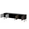 TV skapis CORTINA 4D 200x40x55 cm, melna virsma, valriekstu fasādes