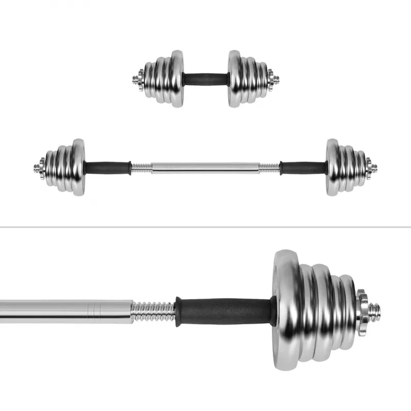 Regulējamas hanteles Rebel Chrome 20 kg ar futrāli un stieņu stieņiem (2) — plāksnes 2.5kg, 1.25kg, 0.5kg