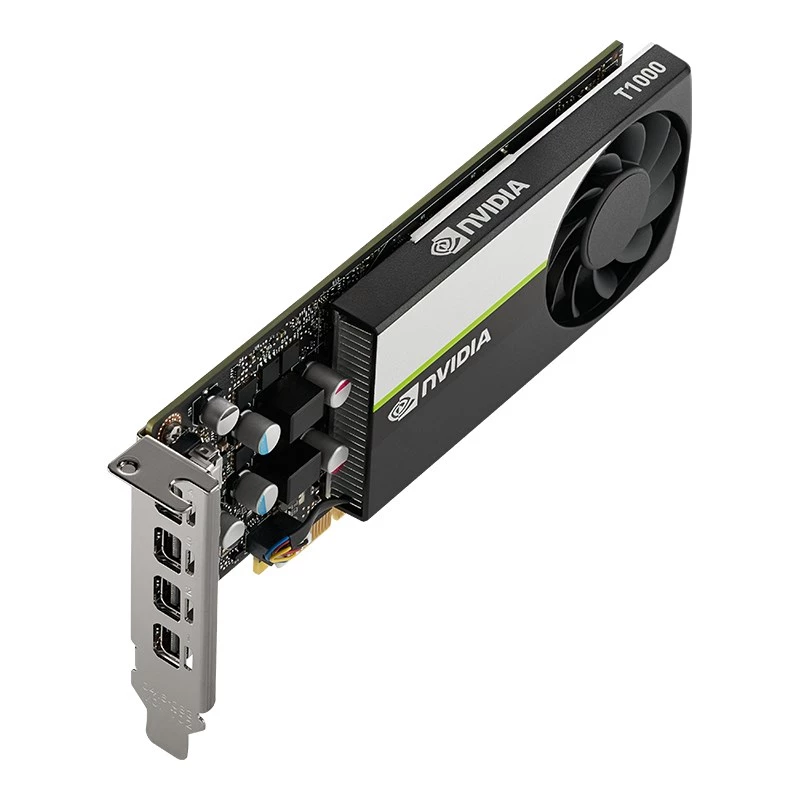 PNY NVIDIA T1000 4GB GDDR6 zema profila videokarte, 4x Mini DisplayPort (VCNT1000-SB)