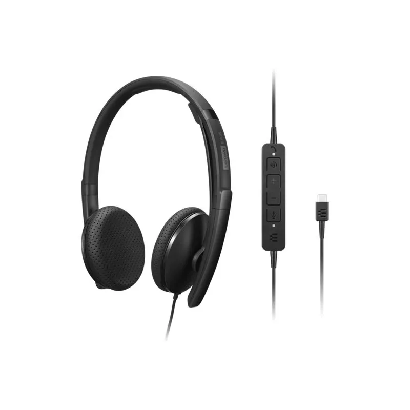 Lenovo 4XD1M45626 vadu austiņas ar mikrofonu, USB Type-C, melnas