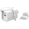 4smarts 541065 GaN Flex Jojo 65W tīkla lādētājs, 2x USB-C PD + USB-A QC 3.0, ievelkams USB-C vads, 100-240V, baltā krāsā