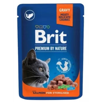 Brit Premium Cat Salmon Sterilised mitrā barība kaķiem 100 g, bezgraudu, sterilizētiem pieaugušiem kaķiem, 82% mitrums