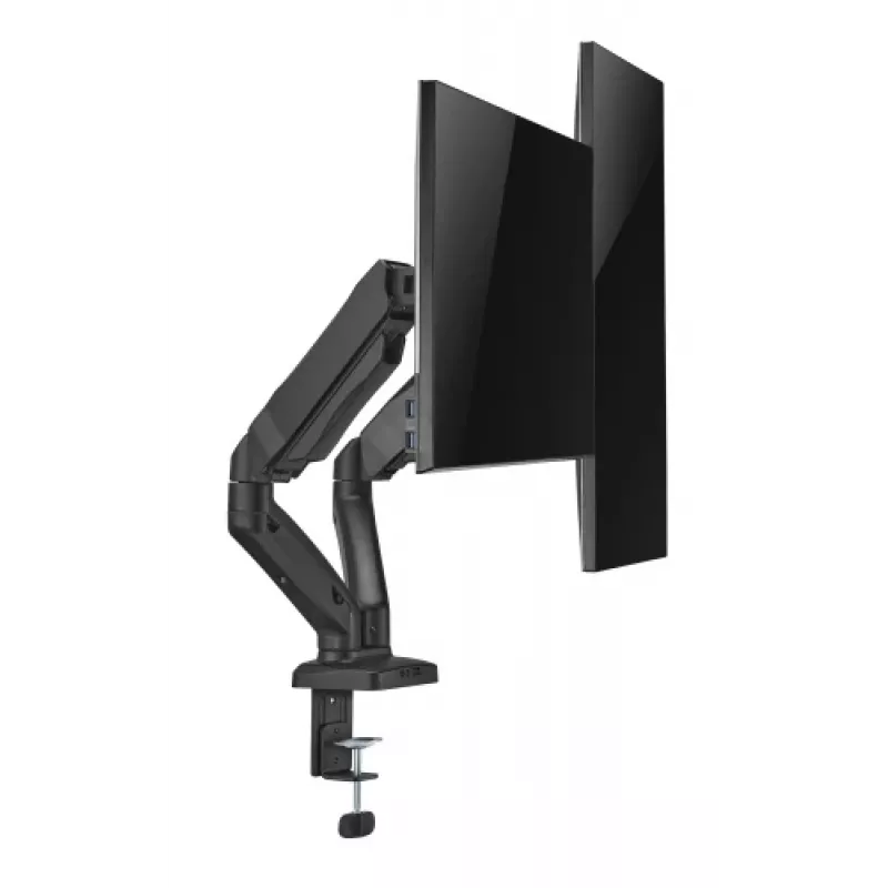 Monitoru roka up up Ekonomiska interaktīva pretsvara divu monitoru roka Matēti melna VESA 75x75/100x100