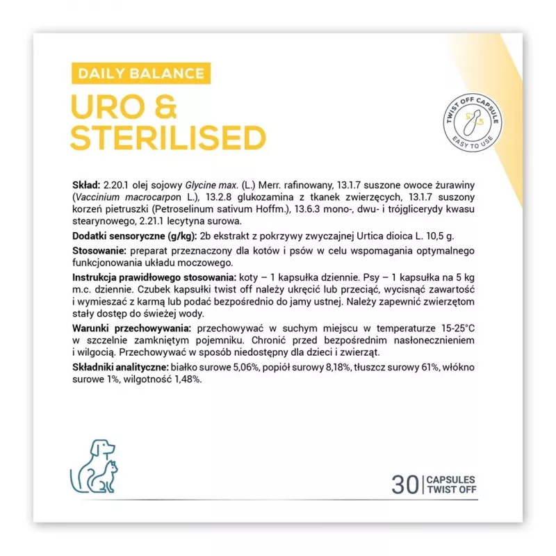 VETEXPERT Uro & Sterilised – uztura bagātinātājs suņiem un kaķiem – 30 gab.
