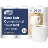 Tualetes papīrs Tork Premium Extra Soft Conventional T4 — 4 slāņu ruļļi 9,7 cm x 19,1 m, iepakojumā 6 gab.