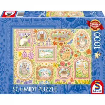 Puzle Schmidt Spiele Noble Cats in Blossom, 1000 gabali, modelis 59792