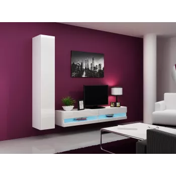TV statnis cama meble VIGO NEW 30/180/40, balts spīdums, skaidu plātne, 1800×400×300 mm