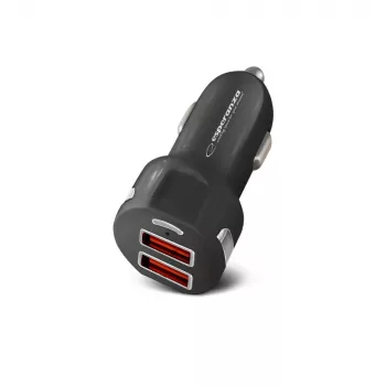 Auto lādētājs ESPERANZA EZ110 Melns — 12–24V ieeja, 2× USB-A 2.1A, Quick Charge 3.0, 36W