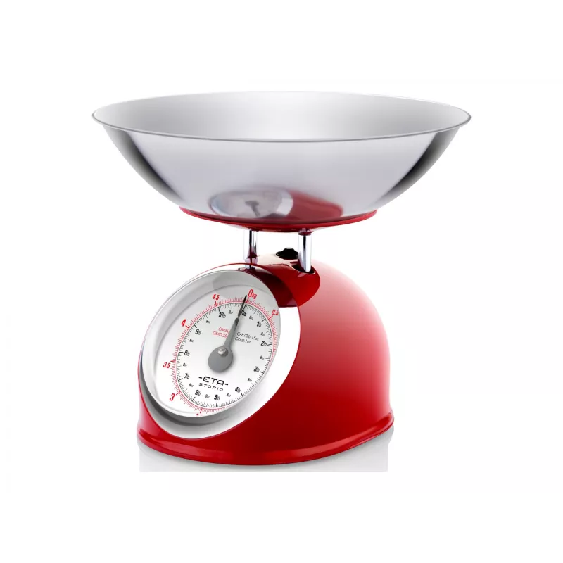 Mehāniskais virtuves svars ETA ETA577790030 — 5 kg, 25 g iedaļa, nerūsējošais tērauds, balts