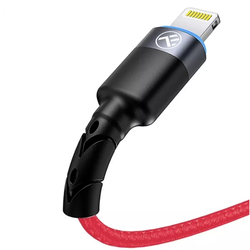 USB–Lightning datu kabelis Tellur, 3A, 1.2 m, LED indikators, sarkans