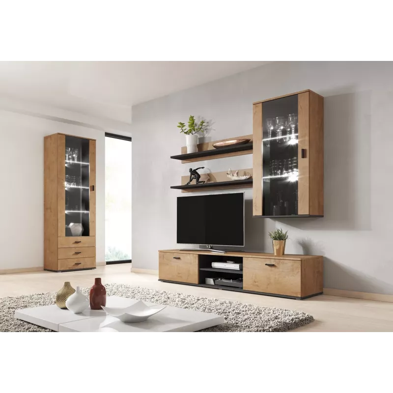 Cama set of two shelves 125cm SOHO lefkas oak/Melns