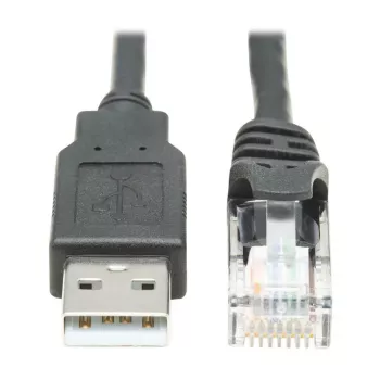EATON TRIPPLITE USB-A uz RJ45 Rollover Console Kabelis M/M - Cisco saderīgs 250 Kbps 6ft. 1,83m Melns (U009-006-RJ45-X)