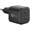 Sienas lādētājs GOOBAY 75333 — Universāls iekštelpu AC USB-C lādētājs, 2x USB-C, 35 W, Melns