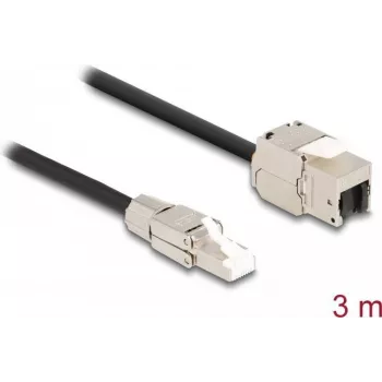 DeLOCK Kabelis RJ45 spraudnis lauka montāžai uz Keystone moduli RJ45 ligzda Cat.6A 3 m