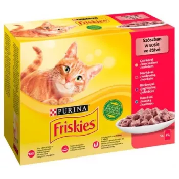 Friskies Mix gaļa - slapjā kaķu barība - 12 x 85 g