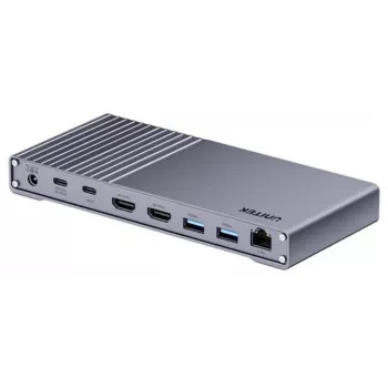 Docking stacija Unitek USB4 40Gb/s 14-in-1 — USB-C, 3× USB 10Gbps, 2× USB 5Gbps, 2× HDMI, RJ45, PD ar 120W barošanas adapteri