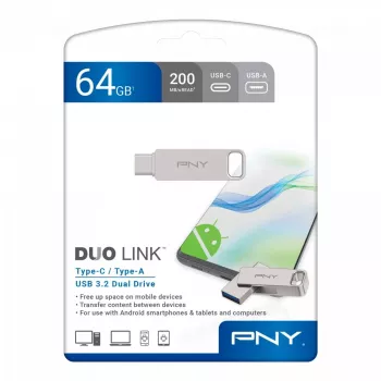 USB zibatmiņa PNY 64 GB USB Type-A USB Type-C DUO LINK