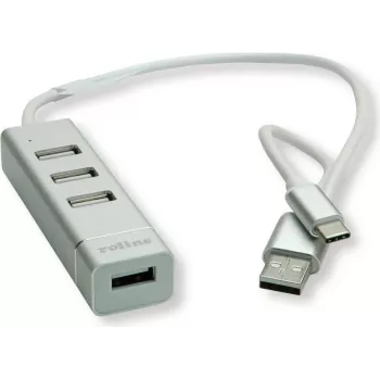 ROLINE 14.02.5037 USB 2.0 centrmezgls 480 Mbit/s Sudrabs - Balts (14.02.5037)