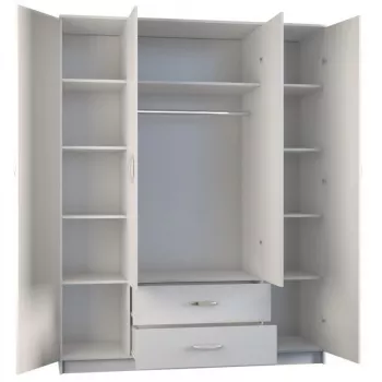 Topeshop ROMANA 160 BIEL KPLB bedroom wardrobe/closet 11 shelves 4 durvis(s) balts